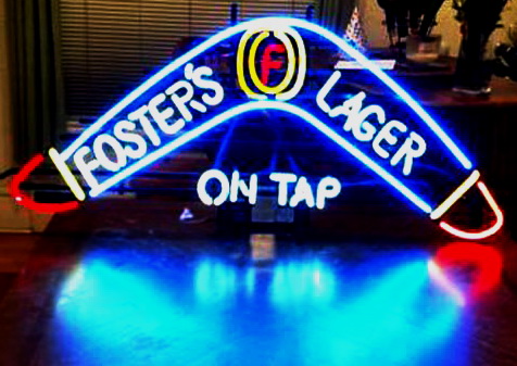 Fosters Lager On Tap Boomerang Neon Sign